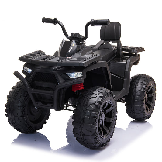 2 Seater ATV Quad 24V Kids Ride On Car 4 Wheelers with 2*200W Motor 9AH Battery Powered, LED Lights,High & Low Speed,Music,Spring Suspension for Girl Boy Black