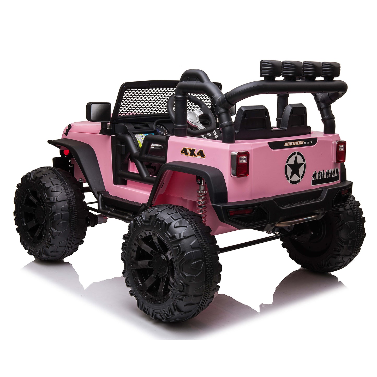 24V Kids Ride On Truck Car with Remote Control & 2 Seater,400W Motor, 9 AH Battery Powered Toy Car with Spring Suspension, 3 Speeds,LED Lights, Bluetooth Music for Girl Boy Pink