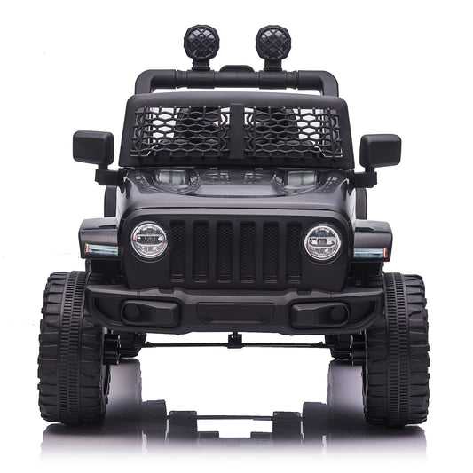 12V Kids Ride On Truck Car with Remote Control, 3 Speeds, Spring Suspension, LED Lights for Boys Girls Black