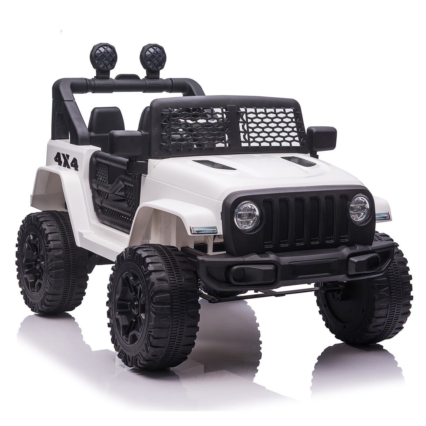 12V Kids Ride On Truck Car with Remote Control, 3 Speeds, Spring Suspension, LED Lights for Boys Girls White