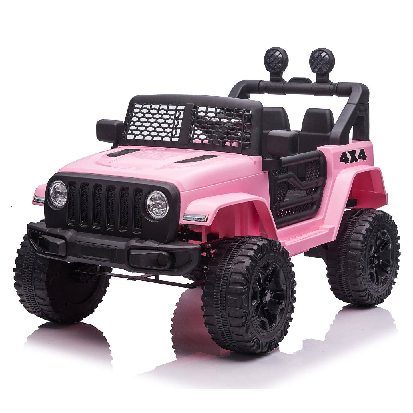 12V Electric Kids Ride On Car Truck with Parent Remote Control,Battery Powered 3 Speeds Ride-on Motorized Cars w/ LED Lights,Spring Suspension for Girl Boy Pink