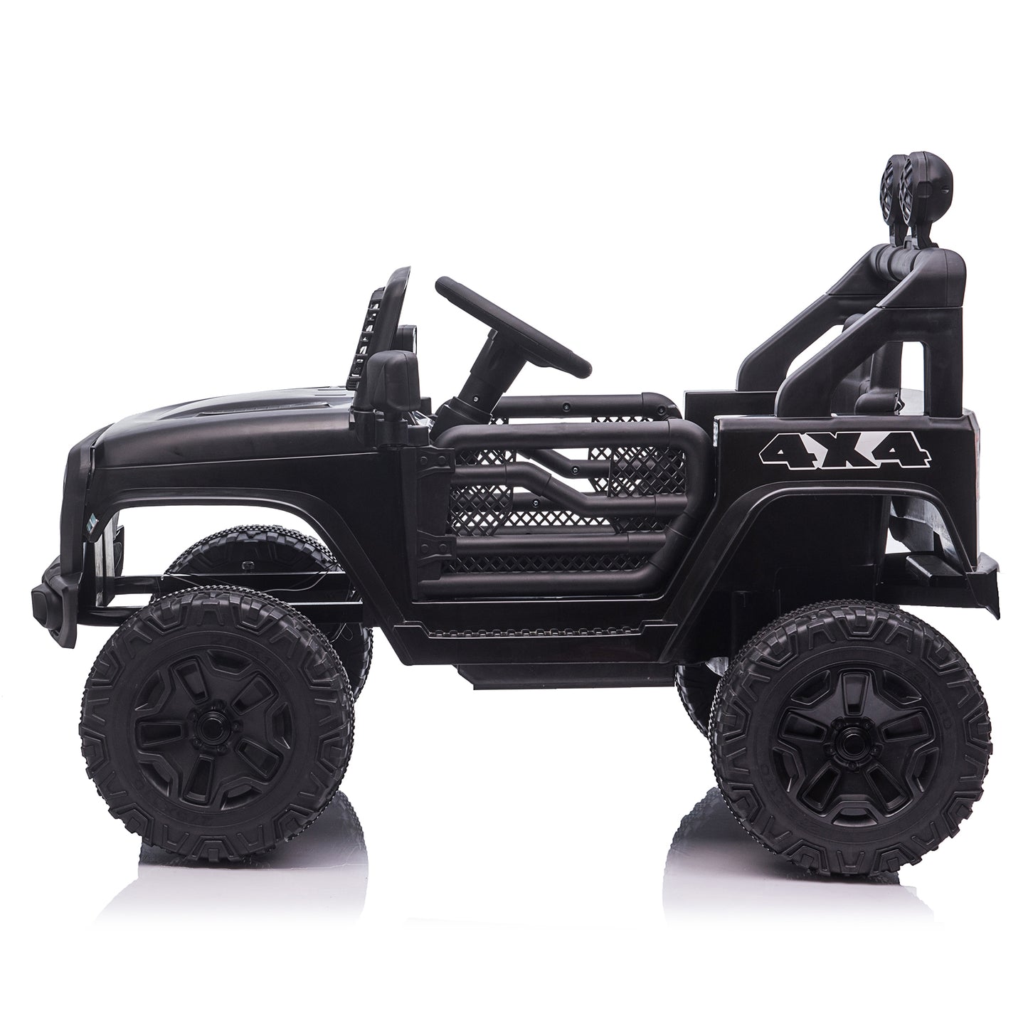 12V Kids Ride On Truck Car with Remote Control, 3 Speeds, Spring Suspension, LED Lights for Boys Girls Black