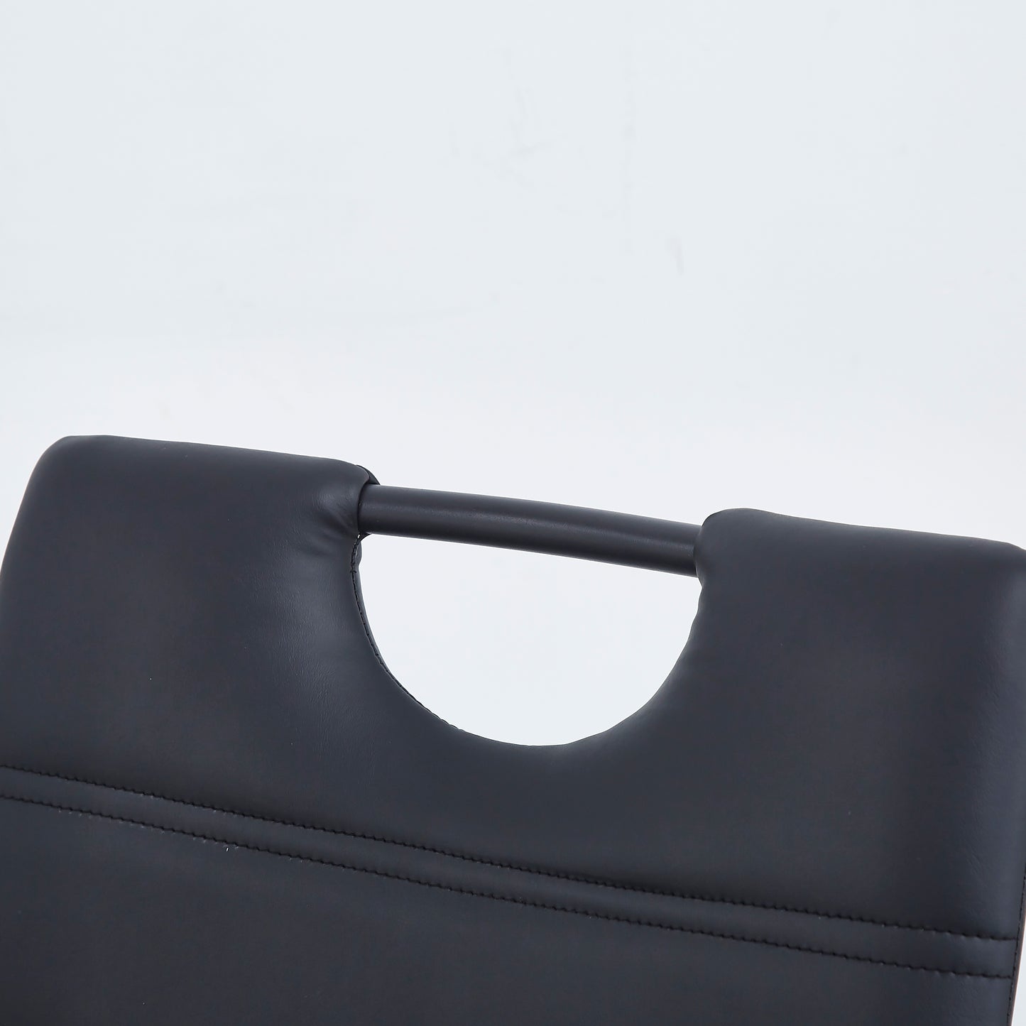 Leather Dining Chair with Cushion and D-hand High Back,Assembled Dinner Room Chairs,Set of 4,Black