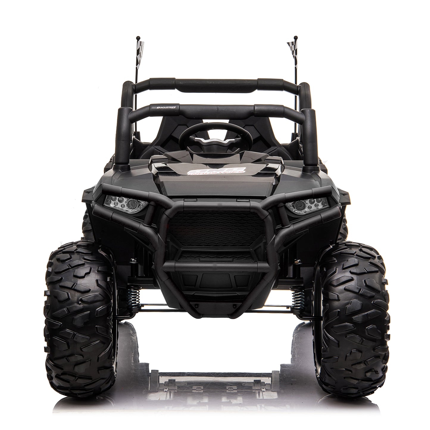 24V Kids Ride on UTV Car w/ 2 Seater Remote Control, Electric Off-Road UTV w/ 2*200W Motor, 7AH Battery Powered 4-Wheeler Toy, LED Lights, Spring Suspension, 3 Speeds, Bluetooth Music Black