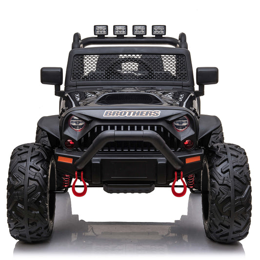 12V Kids Ride On Truck Car with Remote Control & 2 Seater,2* 40W Motor,4.5 AH Battery Powered Toy Car with Spring Suspension,3 Speeds,LED Lights,Bluetooth Music for Girl Boy Black