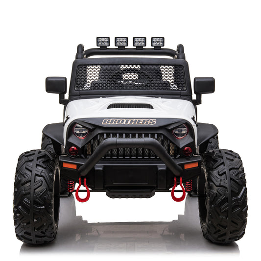 12V Kids Ride On Truck Car with Remote Control & 2 Seater,2* 40W Motor,4.5 AH Battery Powered Toy Car with Spring Suspension,3 Speeds,LED Lights,Bluetooth Music for Girl Boy White