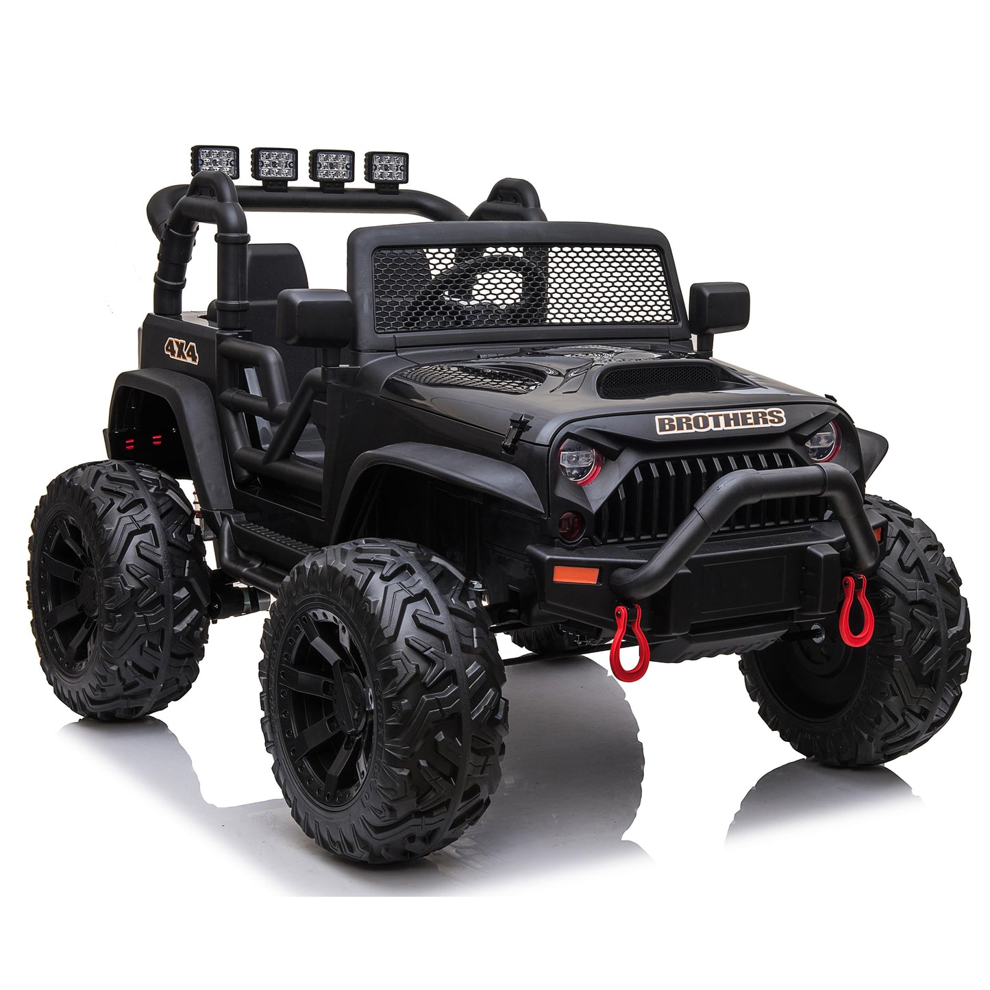 24V Kids Ride On Truck Car with Parent Remote Control & 2 Seater, 2* 200W Motor,9 AH Battery Powered Toy Car with Spring Suspension, 3 Speeds, LED Lights, Bluetooth for Girl Boy Black
