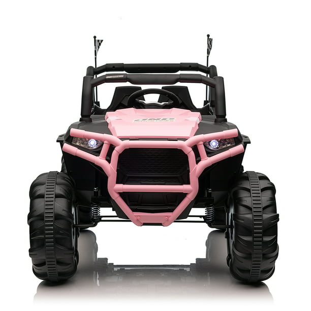 24V Electric UTV Kids Ride on Car w/ 2 Seater Remote Control, 400W Motor, 7AH Battery Powered 4 Wheeler Toy Vehicle, Spring Suspension, 3 Speeds, MP3, Bluetooth for Boys Girls Pink