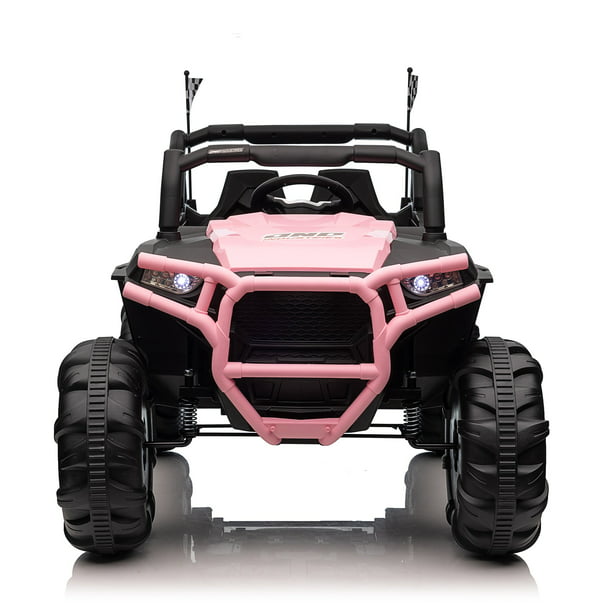 24V Electric UTV Kids Ride on Car w/ 2 Seater Remote Control, 400W Motor, 7AH Battery Powered 4 Wheeler Toy Vehicle, Spring Suspension, 3 Speeds, MP3, Bluetooth for Boys Girls Pink11