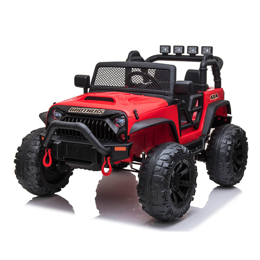 12V Kids Ride On Truck Car with Parent Remote Control & 2 Seater, 5.5 AH Battery Powered Toy Car with Spring Suspension, 3 Speeds, LED Lights, Bluetooth for Girl Boy Red