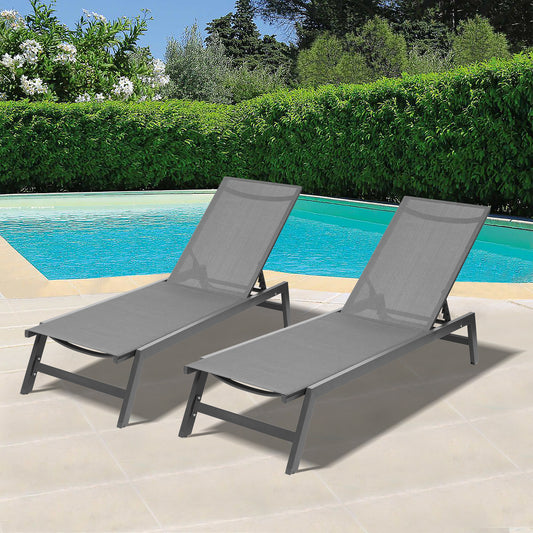 Set of 2 Aluminum Zero Gravity Lounge Chair Reclining Patio Chairs For Patio,Beach,Yard, Pool,Five-Position Adjustable