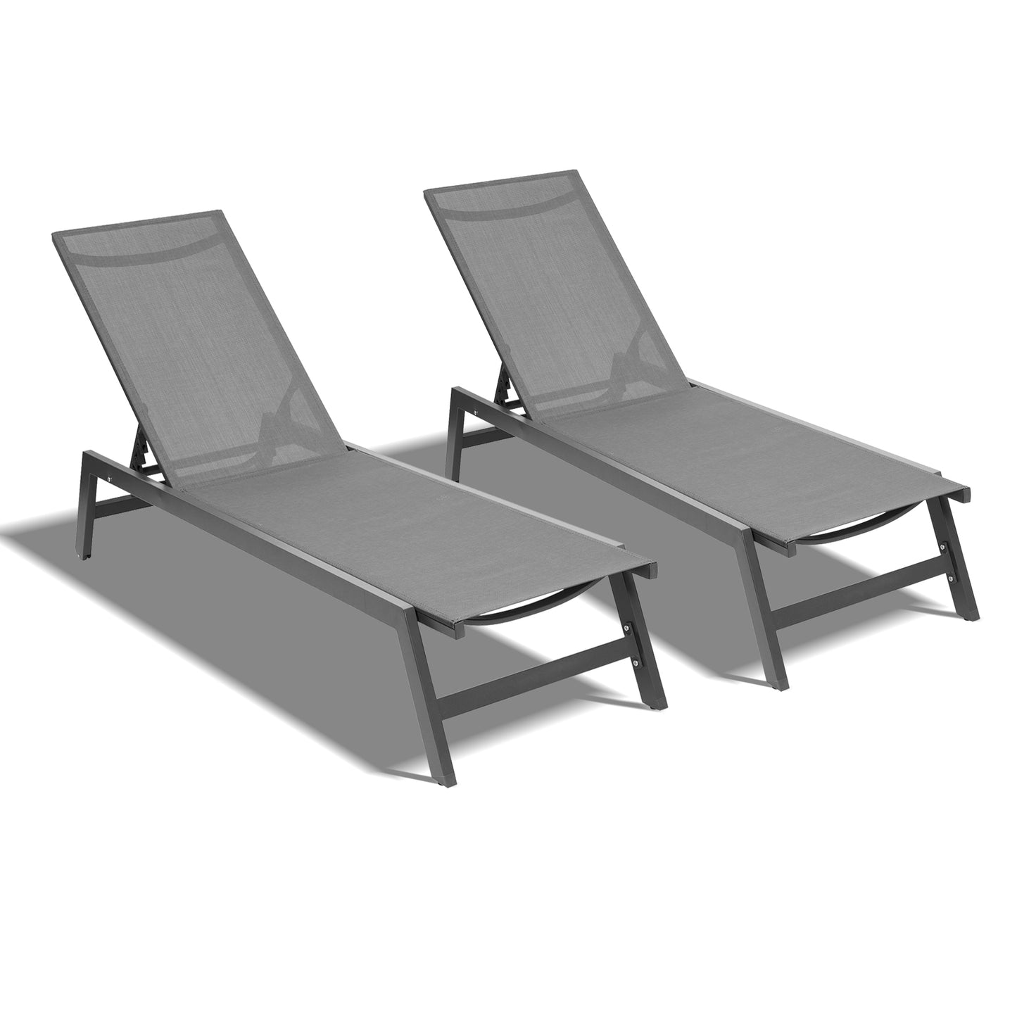 Set of 2 Aluminum Zero Gravity Lounge Chair Reclining Patio Chairs For Patio,Beach,Yard, Pool,Five-Position Adjustable
