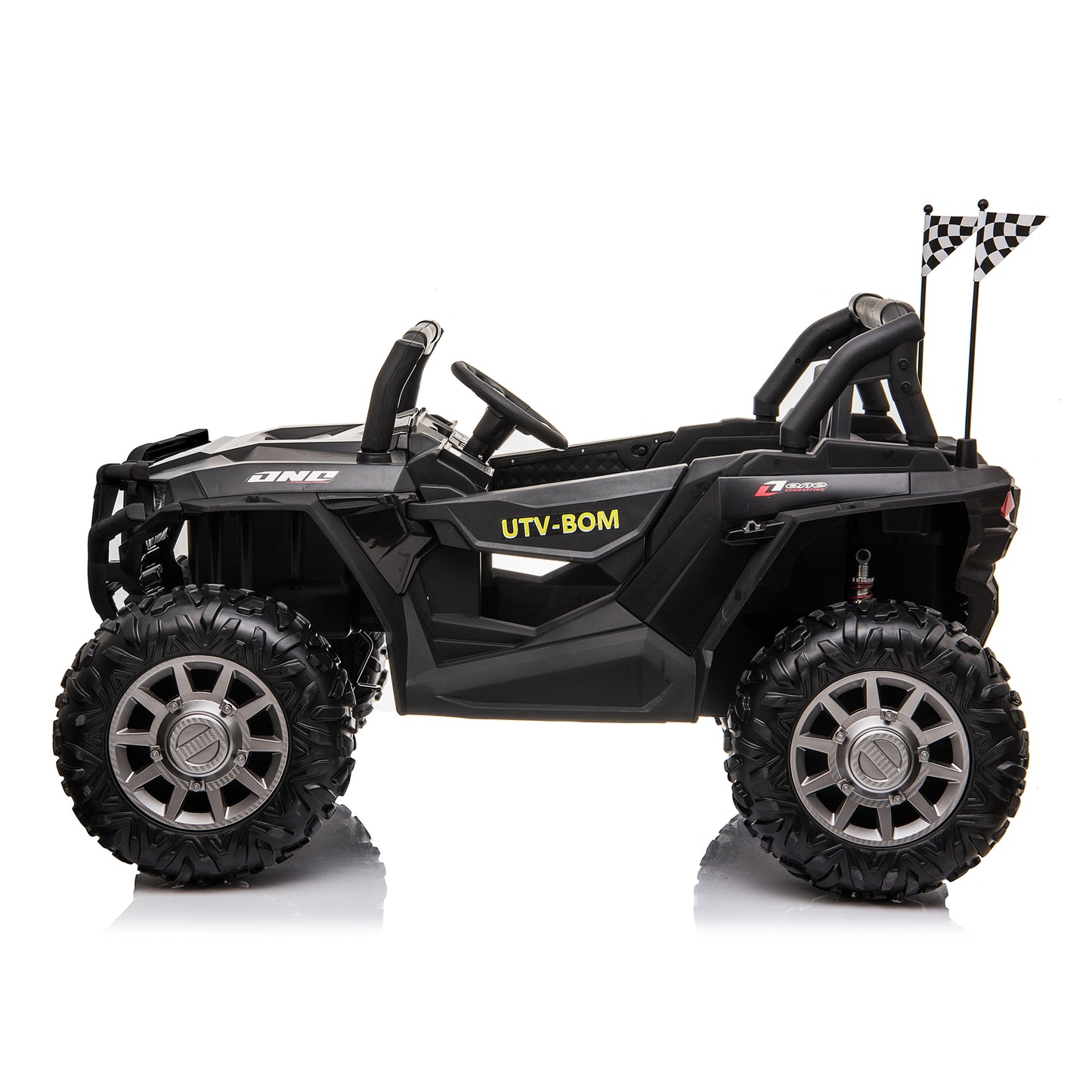 24V Kids Ride on UTV Car w/ 2 Seater Remote Control, Electric Off-Road UTV w/ 2*200W Motor, 7AH Battery Powered 4-Wheeler Toy, LED Lights, Spring Suspension, 3 Speeds, Bluetooth Music Black