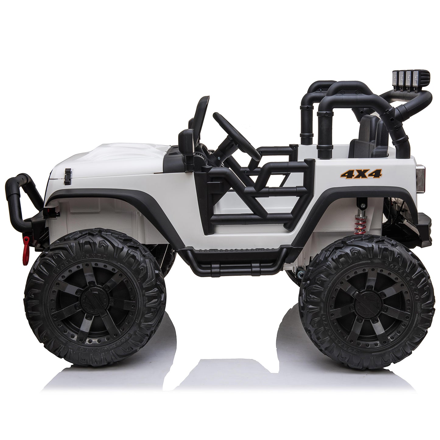 12V Kids Ride On Truck Car with Remote Control & 2 Seater,2* 40W Motor,4.5 AH Battery Powered Toy Car with Spring Suspension,3 Speeds,LED Lights,Bluetooth Music for Girl Boy White