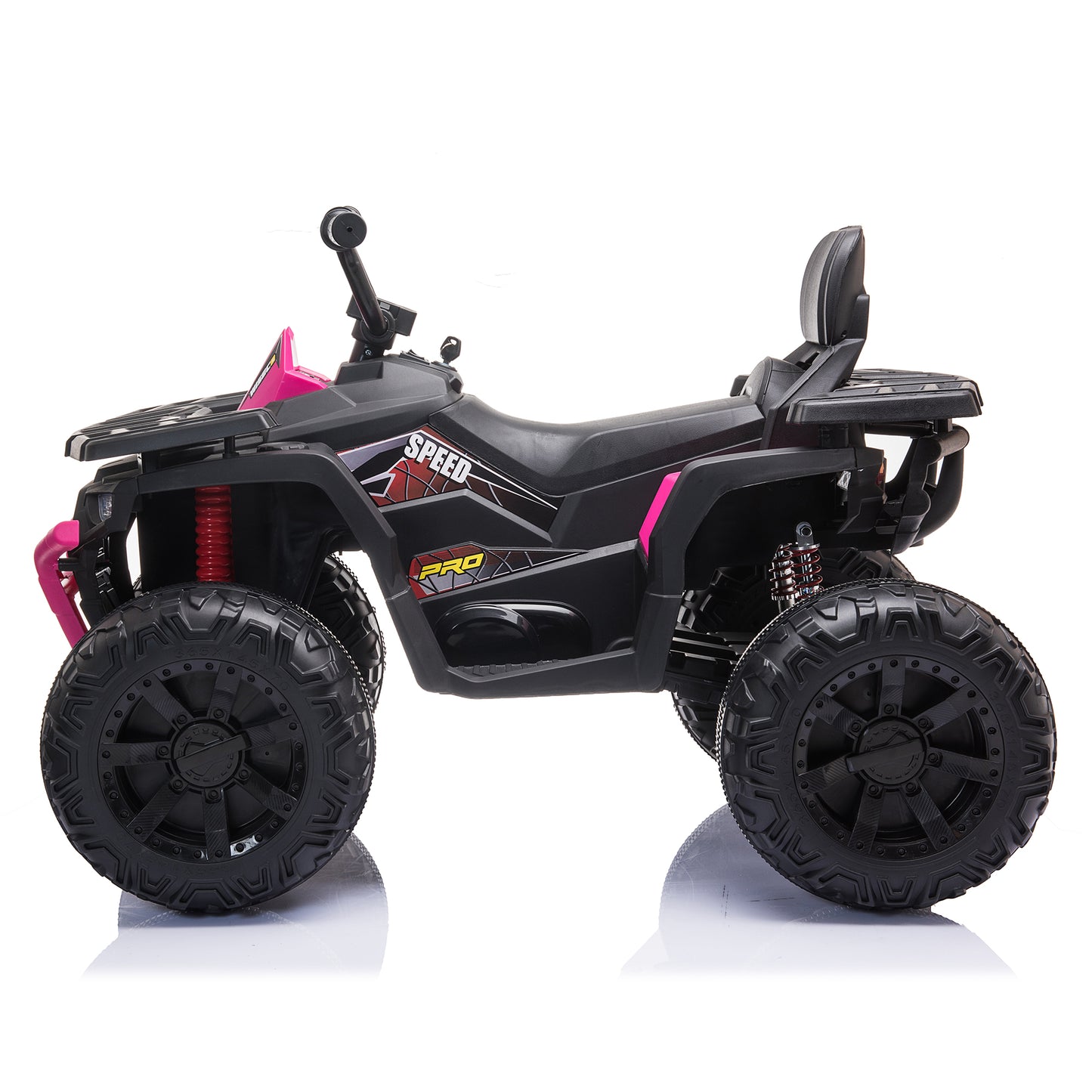 24V Kids Ride On ATV with 2 Seater,2* 200W Motor 9AH Battery Powered Electric Vehicle w/ LED Lights,High & Low Speed,Music,Spring Suspension,Ride on Car 4 Wheeler Quad for Boys & Girls,Rose Red