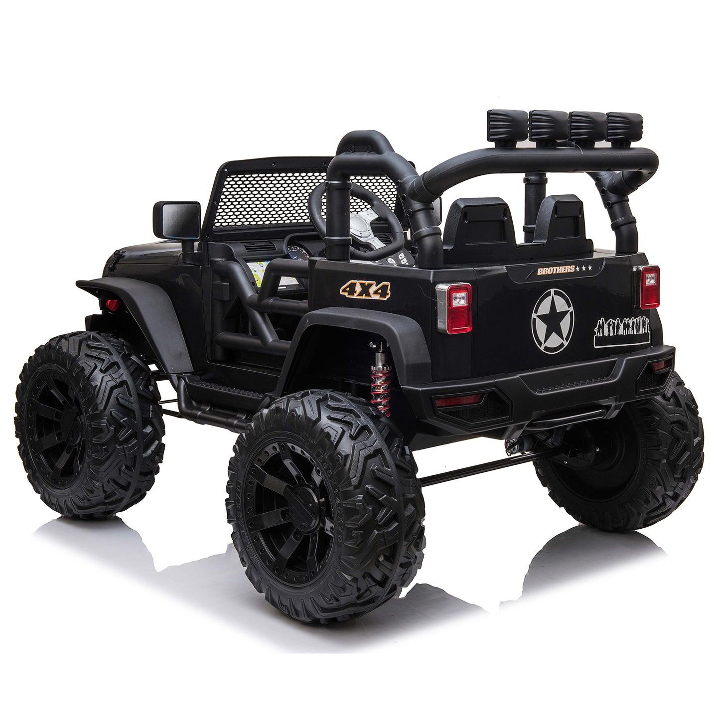 24V Kids Ride On Truck Car with Parent Remote Control & 2 Seater, 2* 200W Motor,9 AH Battery Powered Toy Car with Spring Suspension, 3 Speeds, LED Lights, Bluetooth for Girl Boy Black