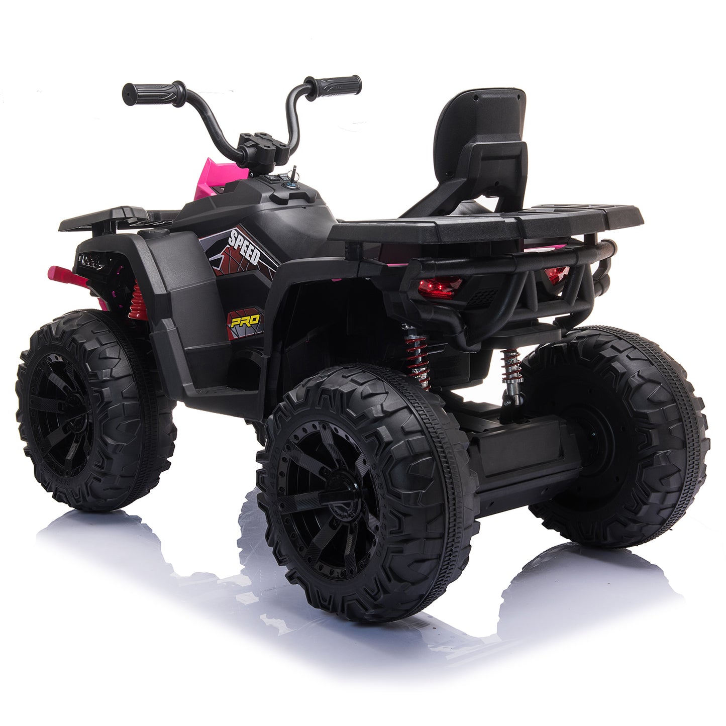 24V Kids Ride On ATV with 2 Seater,2* 200W Motor 9AH Battery Powered Electric Vehicle w/ LED Lights,High & Low Speed,Music,Spring Suspension,Ride on Car 4 Wheeler Quad for Boys & Girls,Rose Red