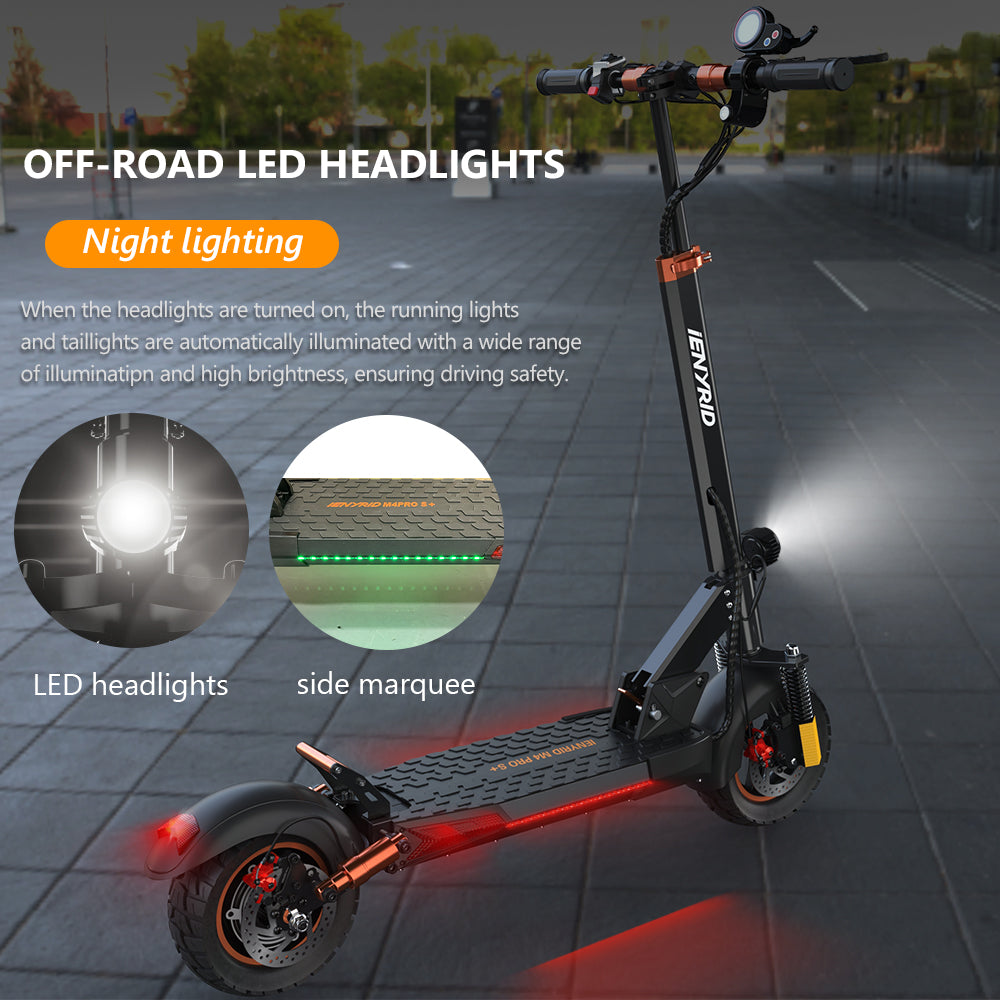 iENYRID Pro 800W Adults Electric Scooter with Removable Seat, 10" Off-road Pneumatic Tires, 3 Speeds 30 MPH Max, 25 Miles Range Folding Electric Scooter 350lbs Weight Limit Black