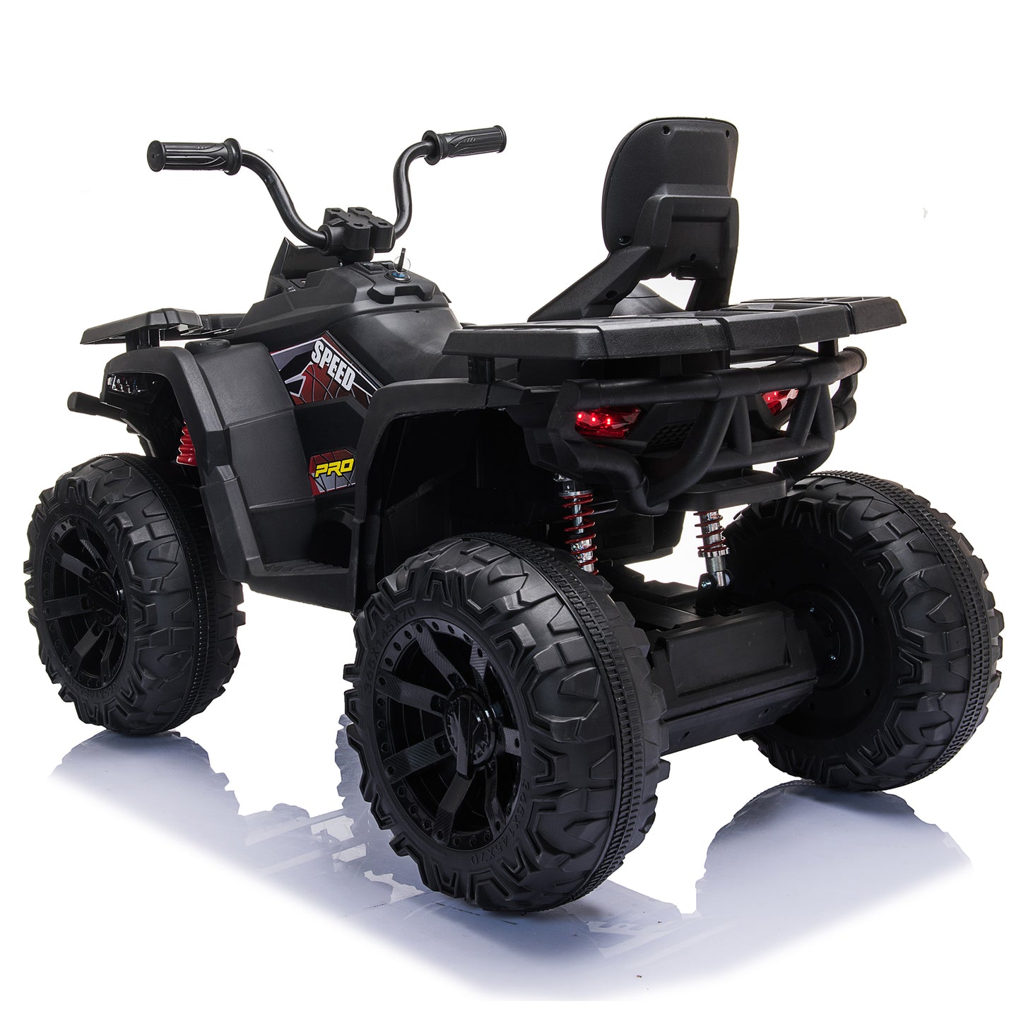 24V Kids Ride-On Electric ATV with 2 Seater,4-Wheeler Quad Car Toy w/ 2* 200W Motor 9AH Battery Powered,4.9Mph Max Speed,LED Lights Spring Suspension for Boys & Girls,Black