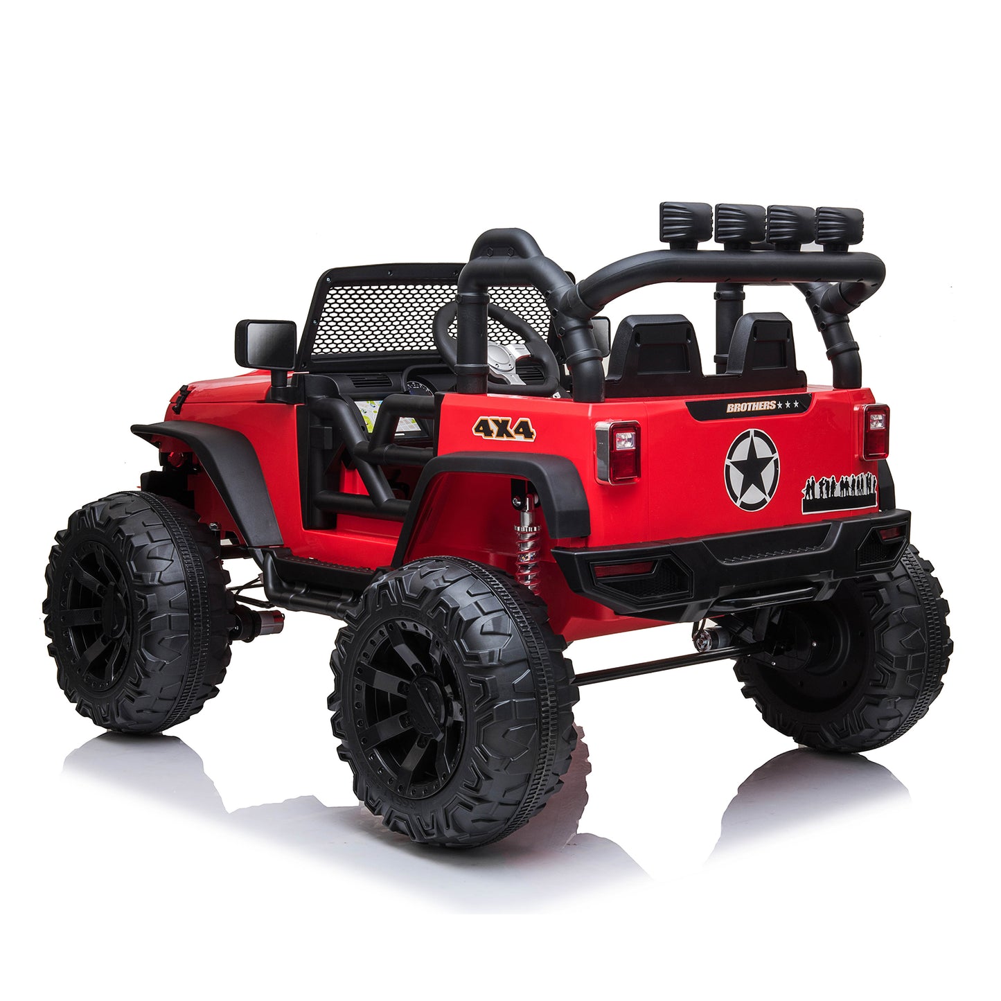 24V Kids Ride On Truck Car with Parent Remote Control & 2 Seater, 2* 200W Motor,9 AH Battery Powered Toy Car with Spring Suspension, 3 Speeds, LED Lights, Bluetooth for Girl Boy Red