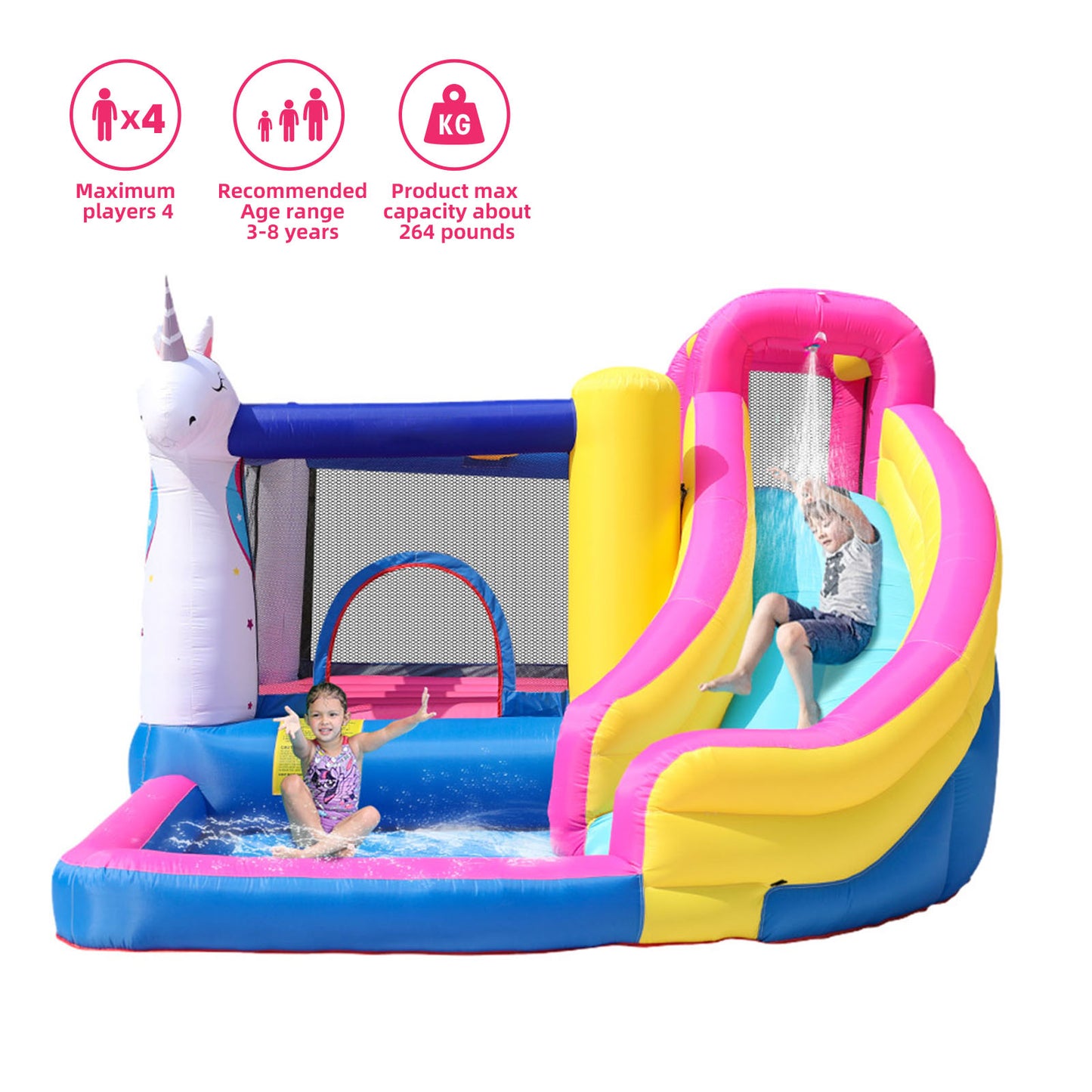Bounce House,Inflatable Bouncer with Blower,Inflatable Jumping Castle with Slide,420D+840D Oxford Cloth