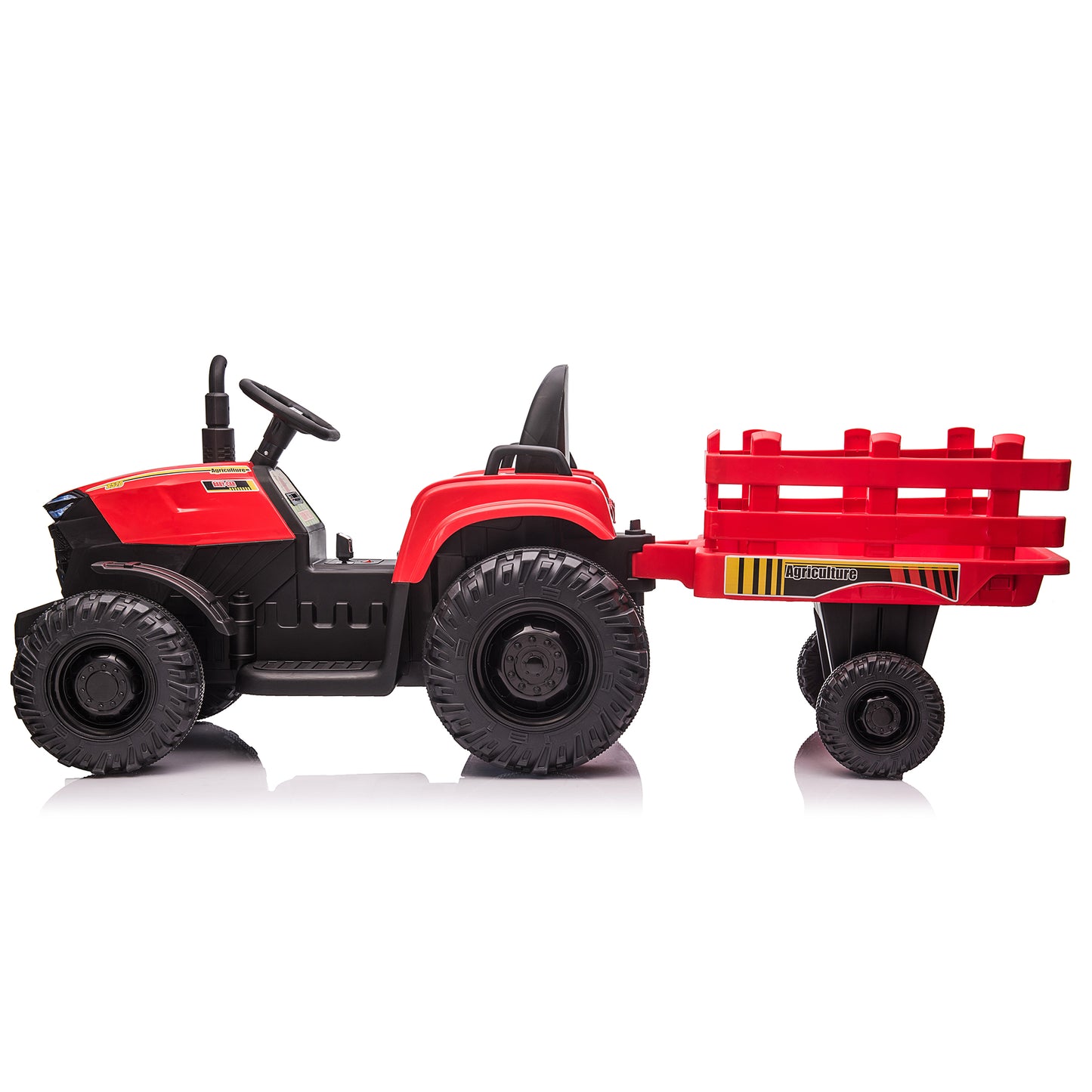 24V Kids Ride on Tractor with Trailer & Remote Control, 400W Strong Engine, 9 AH Battery Powered Ride On Toy, 3 Speeds, LED Lights, MP3/USB Music Red