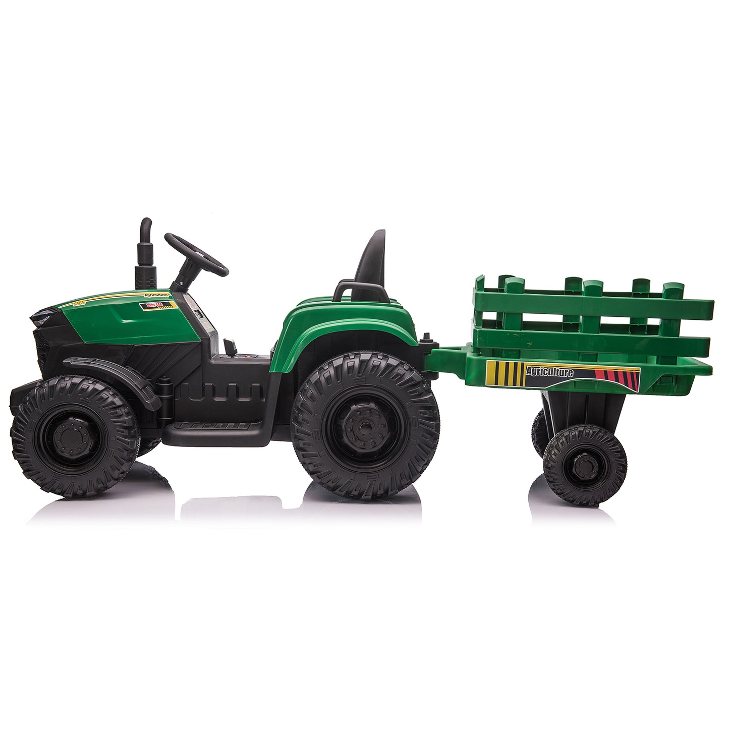 24V Kids Ride on Tractor with Trailer & Remote Control, 400W Strong Engine, 9 AH Battery Powered Ride On Toy, 3 Speeds, LED Lights, MP3/USB Music Green
