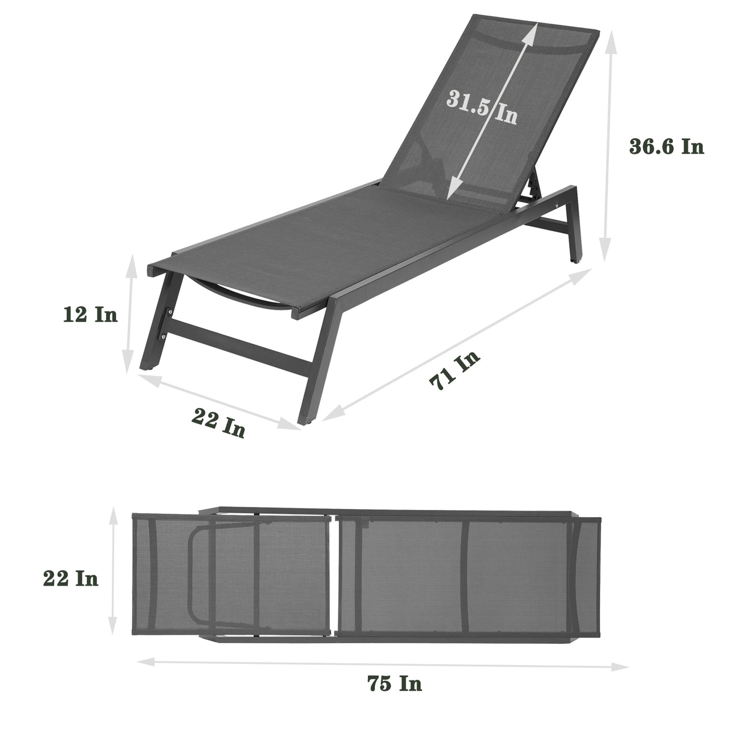 Set of 2 Aluminum Zero Gravity Lounge Chair Reclining Patio Chairs For Patio,Beach,Yard, Pool,Five-Position Adjustable