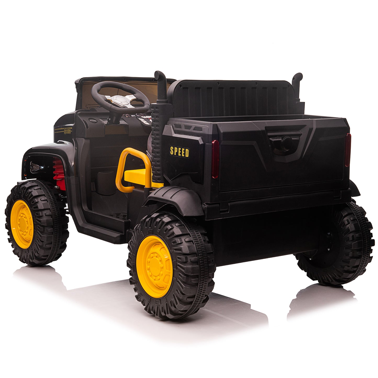 24V Kids Ride On Tractor Car with Remote Control & 2 Seater, 400W Motor, 9 AH Battery Powered Ride On Toy Farm Truck Motorized Vehicle with Dump Bed, 3 Speeds,LED Lights, Bluetooth Music Black