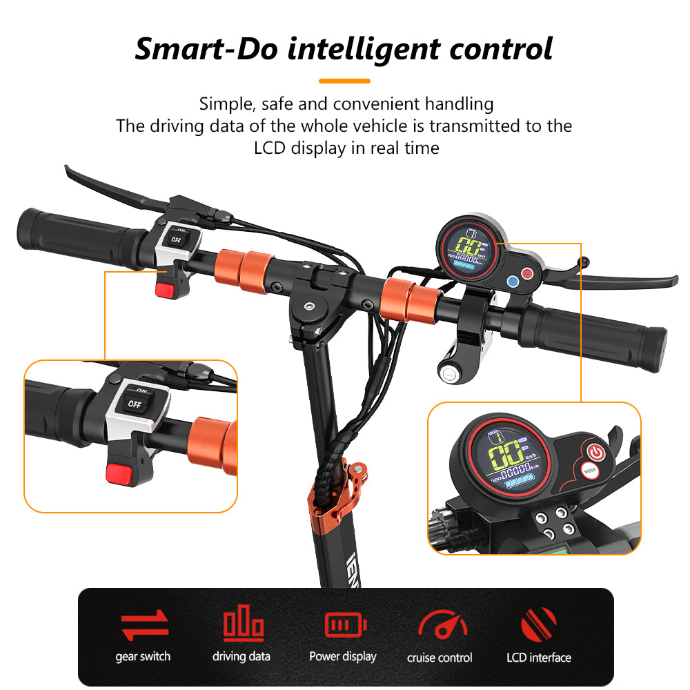 iENYRID Pro 800W Adults Electric Scooter with Removable Seat, 10" Off-road Pneumatic Tires, 3 Speeds 30 MPH Max, 25 Miles Range Folding Electric Scooter 350lbs Weight Limit Black