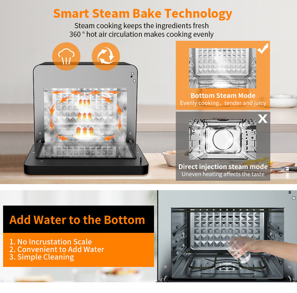 Anrli Steam Air Fryer Toaster Oven Combo,26 QT Convection Oven Countertop Oven with 50 Cooking Presets,Roast,Broil,Steam,Dehydrate, Oil-Free with 6 Slice Toast,Black Stainless Steel