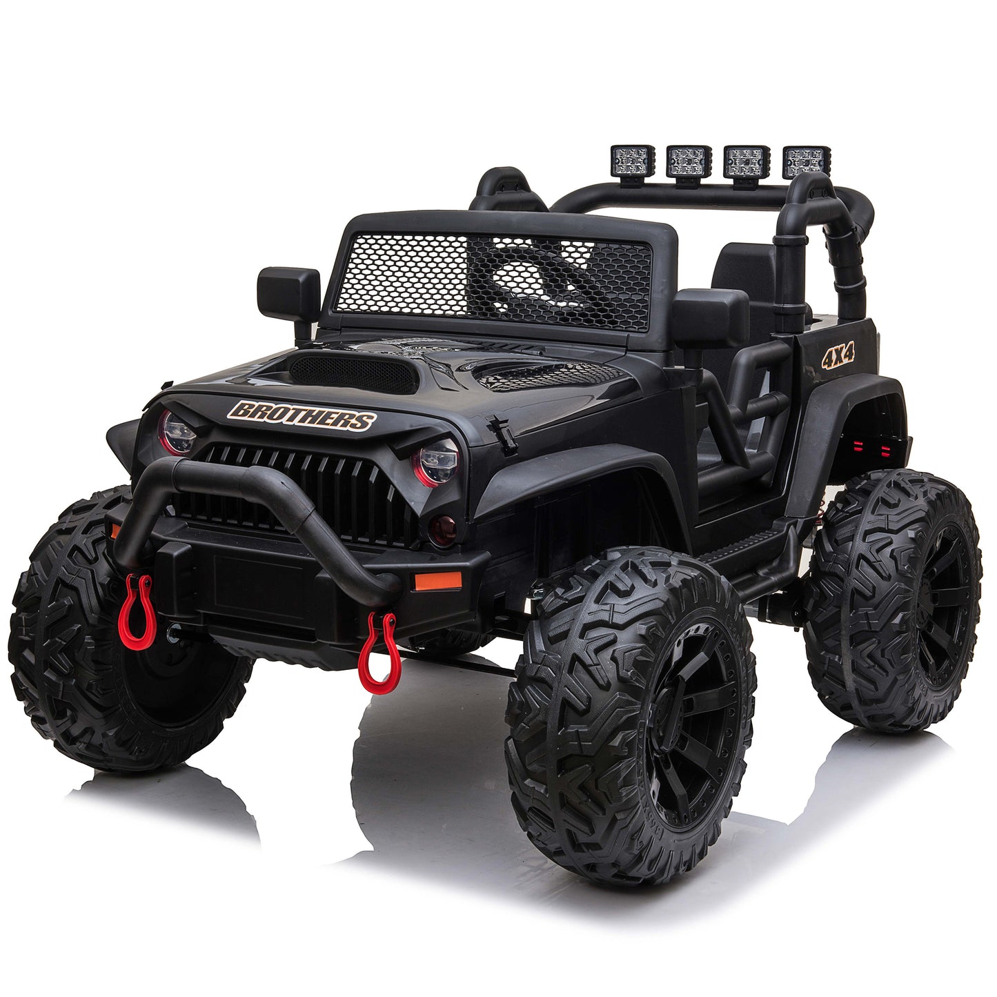 Anrli Double Drive Electric Kids Ride On Truck Car Motorized Vehicles w/ 2 Seaters Parent Remote Control, 2*40W Motor 9AH Battery Powered,Spring Suspension for Girl Boy Black