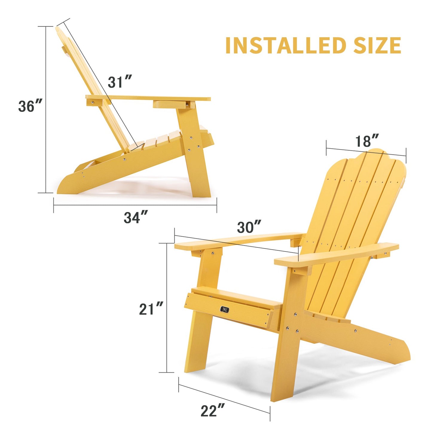 AnrLi Adirondack Chair,Plastic Wood Patio Chairs Lawn Chair with Cup Holder for Garden Outdoor Lawn Deck Backyard Porch