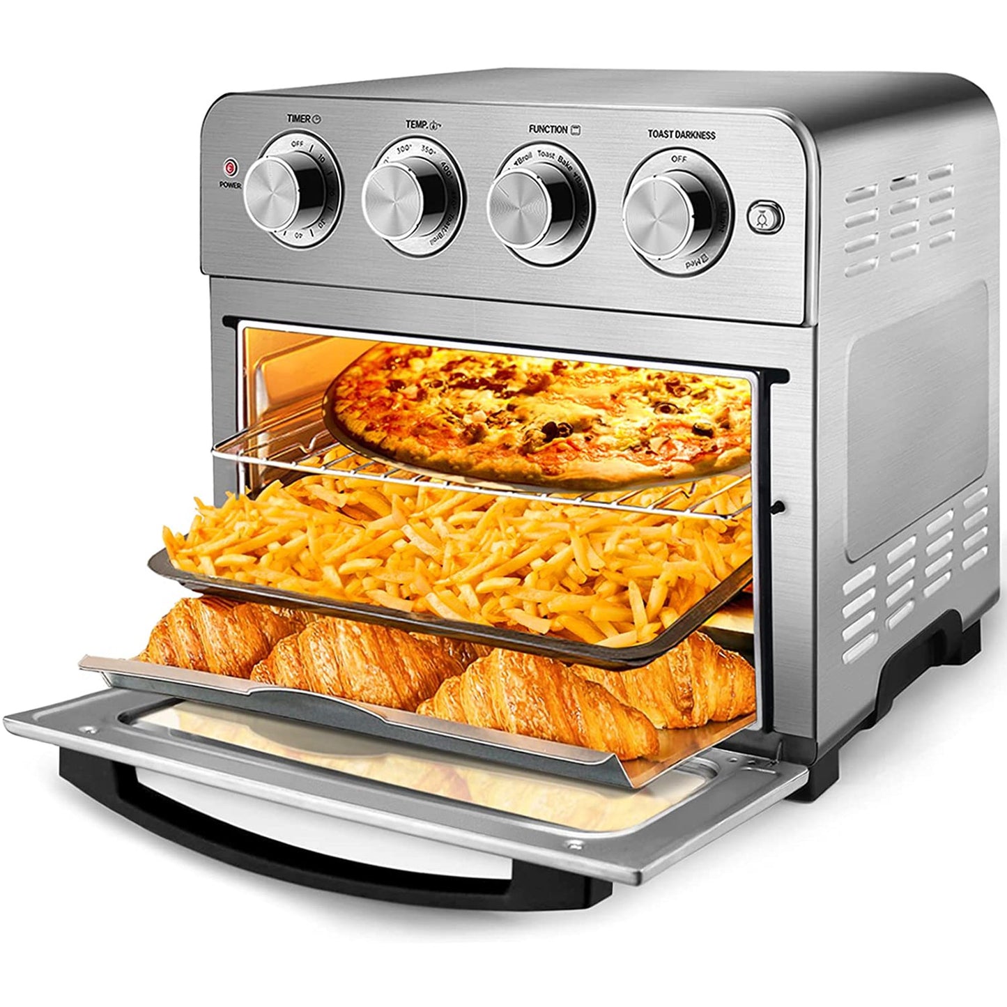 Anrli Air Fryer Toaster Oven,6 Slice 24.5 QT Convection Airfryer Countertop Oven with 4 Cooking Accessories,Silver,1700W