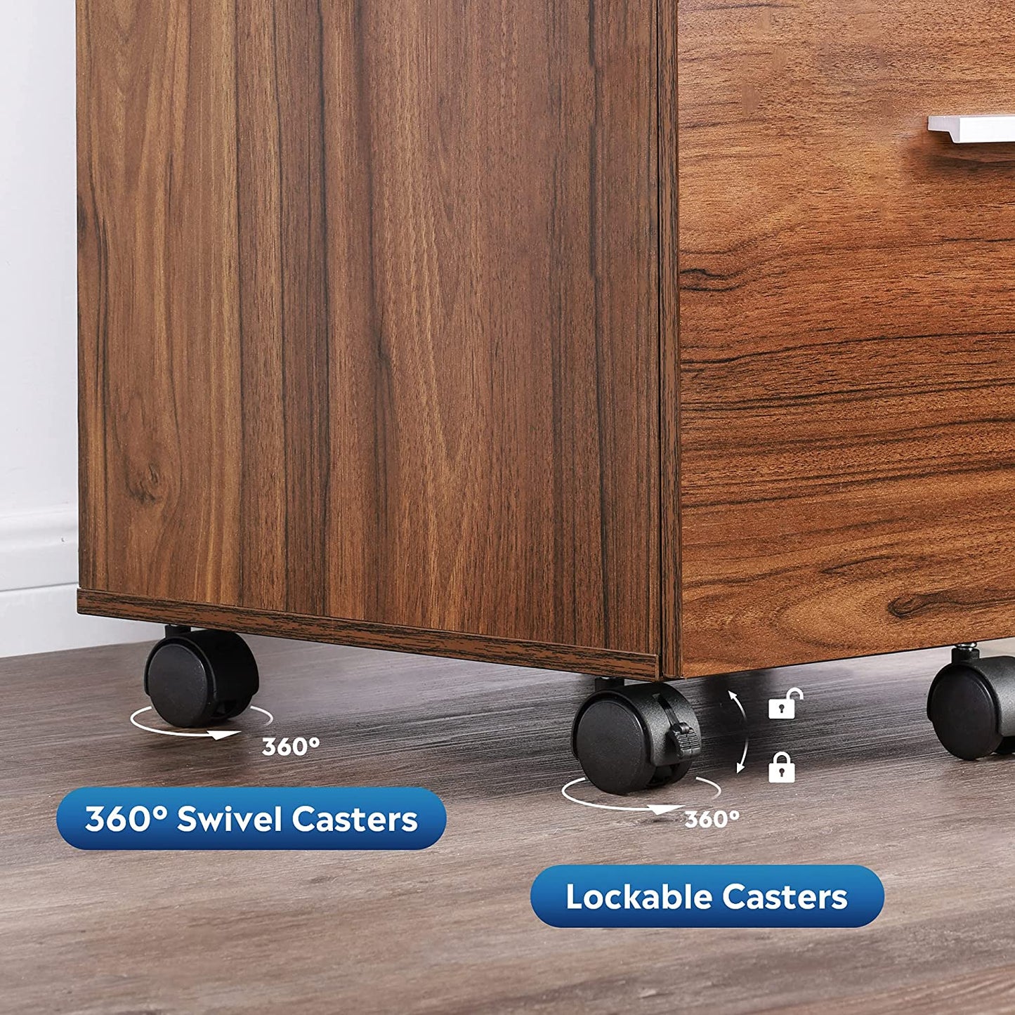 AnrLi 3 Drawer Wood Mobile File Cabinet Filling Cabinets for Office OL Home Bedding Room