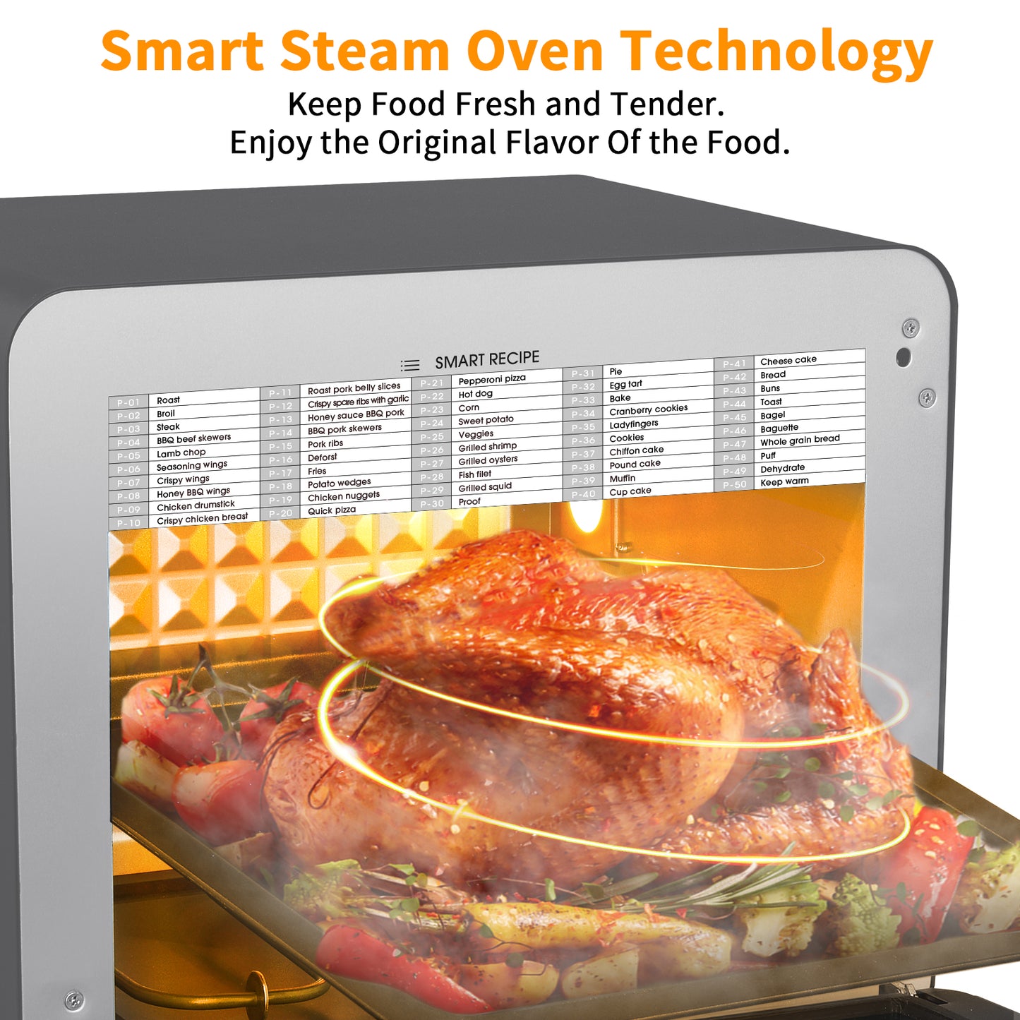 Anrli Steam Air Fryer Toaster Oven Combo,26 QT Convection Oven Countertop Oven with 50 Cooking Presets,Roast,Broil,Steam,Dehydrate, Oil-Free with 6 Slice Toast,Black Stainless Steel
