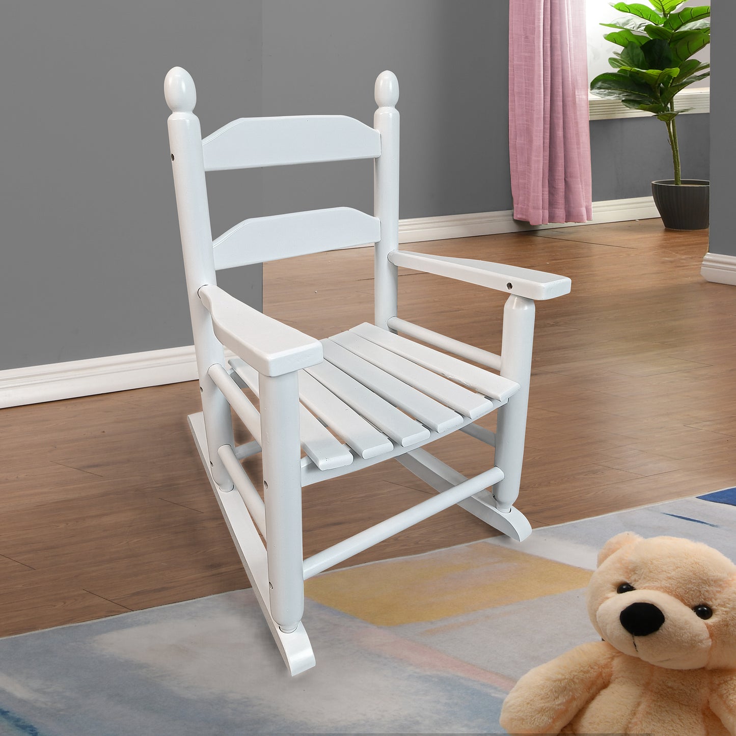 AnrLi Kids Rocking Chair,Classic Wooden Porch Rocker Kid Rocking Chairs for Outdoor Indoor Unisex