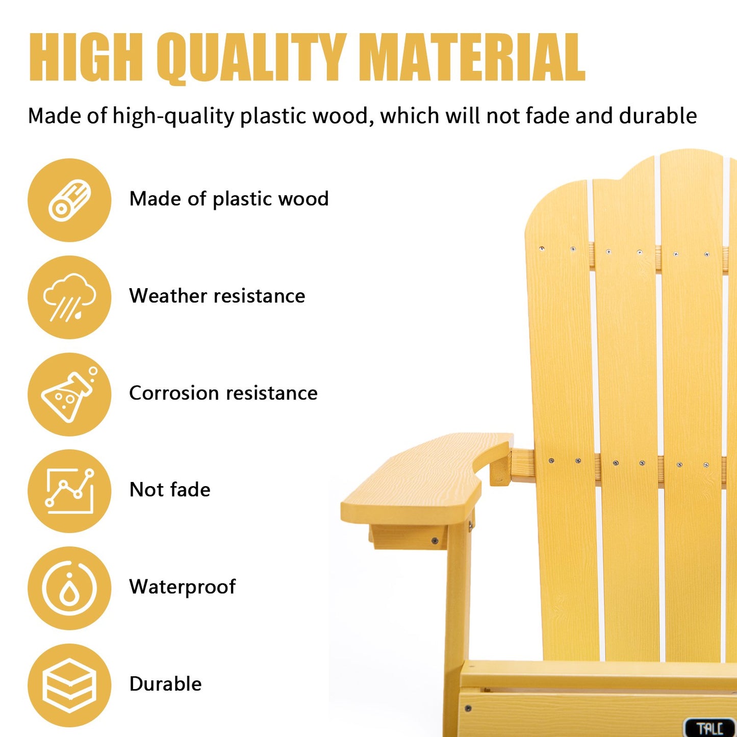 AnrLi Adirondack Chair,Plastic Wood Patio Chairs Lawn Chair with Cup Holder for Garden Outdoor Lawn Deck Backyard Porch