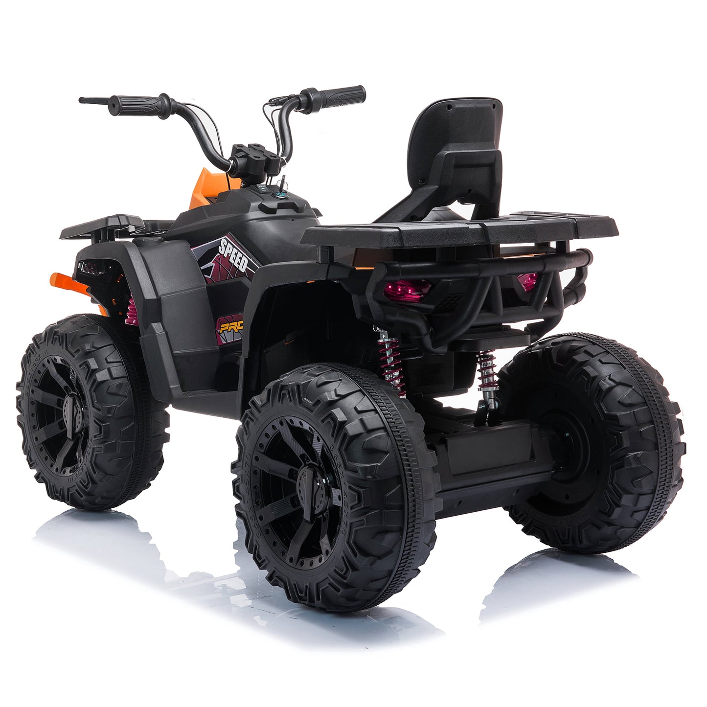 24V Kids Ride On ATV with 2 Seater,2* 200W Motor 9AH Battery Powered Electric Vehicle w/ LED Lights,High & Low Speed,Music,Spring Suspension,Ride on Car 4 Wheeler Quad for Boys & Girls,Orange