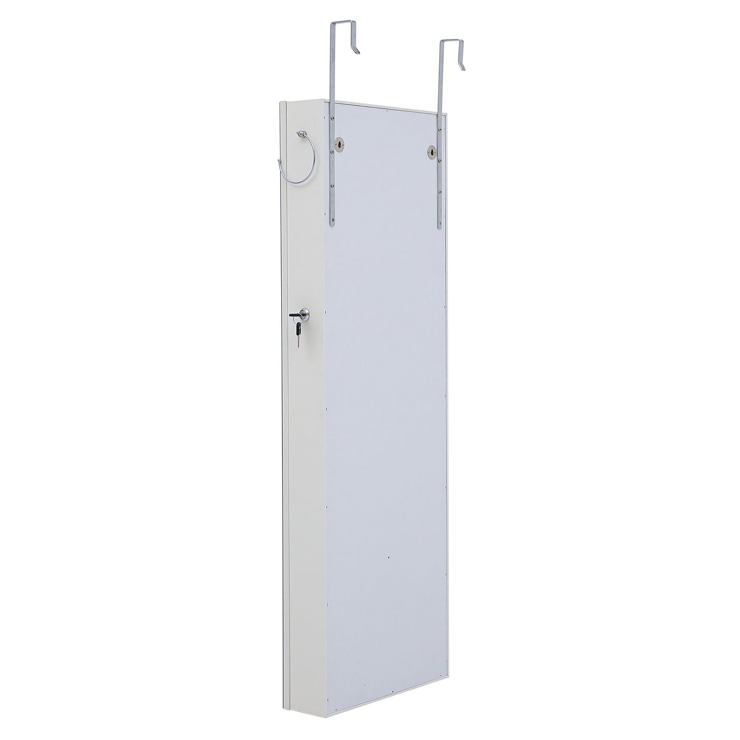 Anrli 6-LED Light Jewelry Armoire with Internal Mirror Lockable Wall Door Mounted Jewelry Cabinet Armoire Storage Organizer White