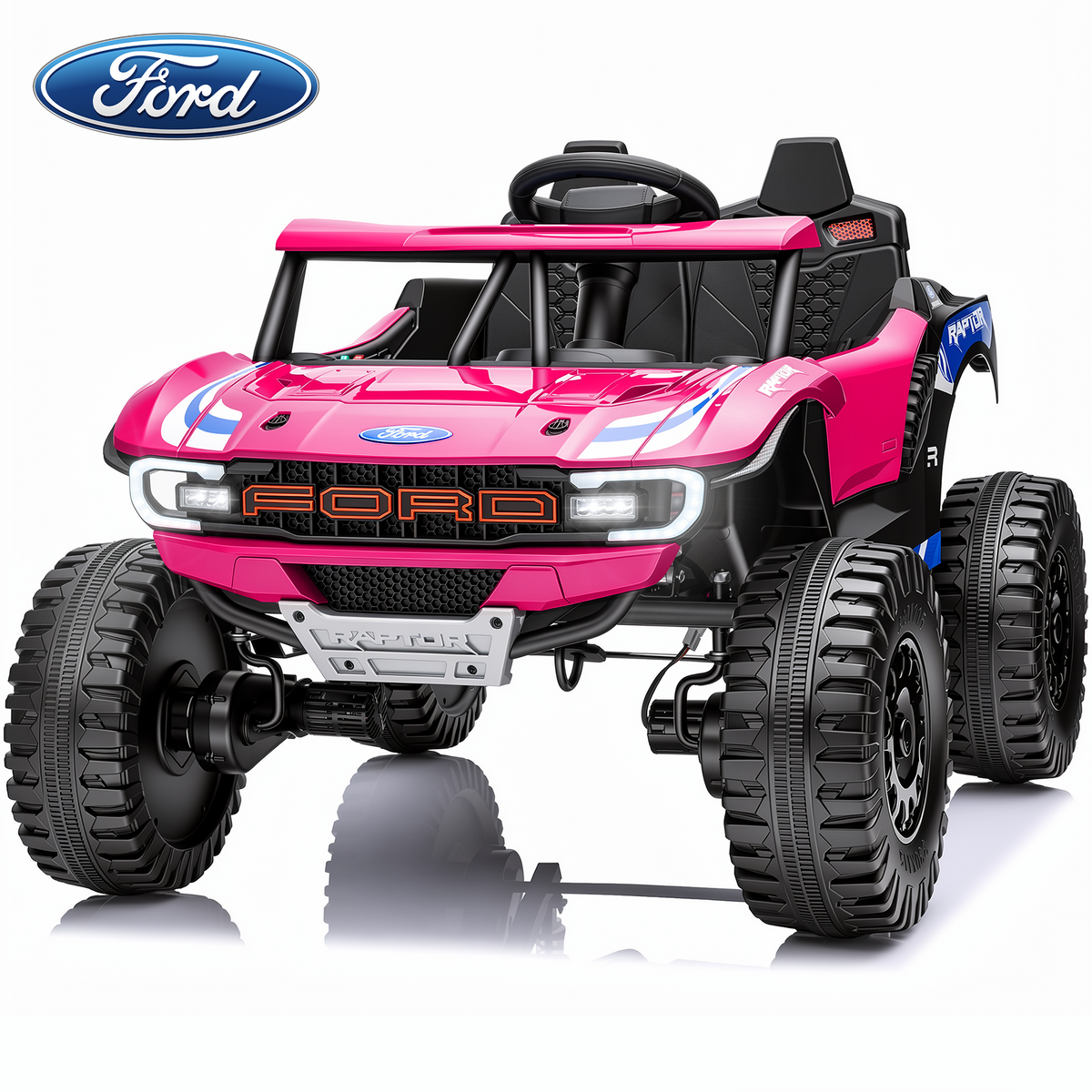 Joyracer Licensed Ford Raptor 24V 800W 4WD Kids Ride on Toys, 2 Seater Ride On Car with Remote Control, Bluetooth Music, 3 Speeds, Ages 3-8, 2606