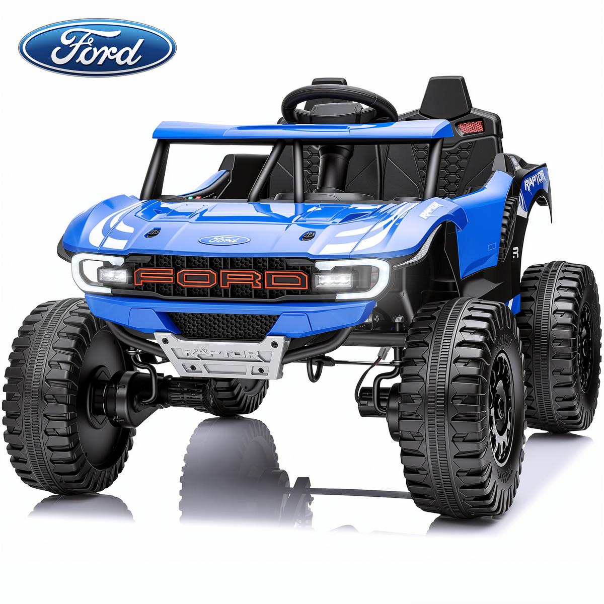 Joyracer Licensed Ford Raptor 24V 800W 4WD Kids Ride on Toys, 2 Seater Ride On Car with Remote Control, Bluetooth Music, 3 Speeds, Ages 3-8, 2606