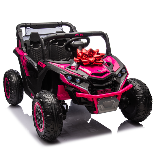 Joyracer 4WD 24 Volt Ride on Toys with 2 Seat, 600W Power UTV Car 4 Wheeler for Big Kids with Remote Control, Storage, Pull Bow, 3 Speeds, Bluetooth Music