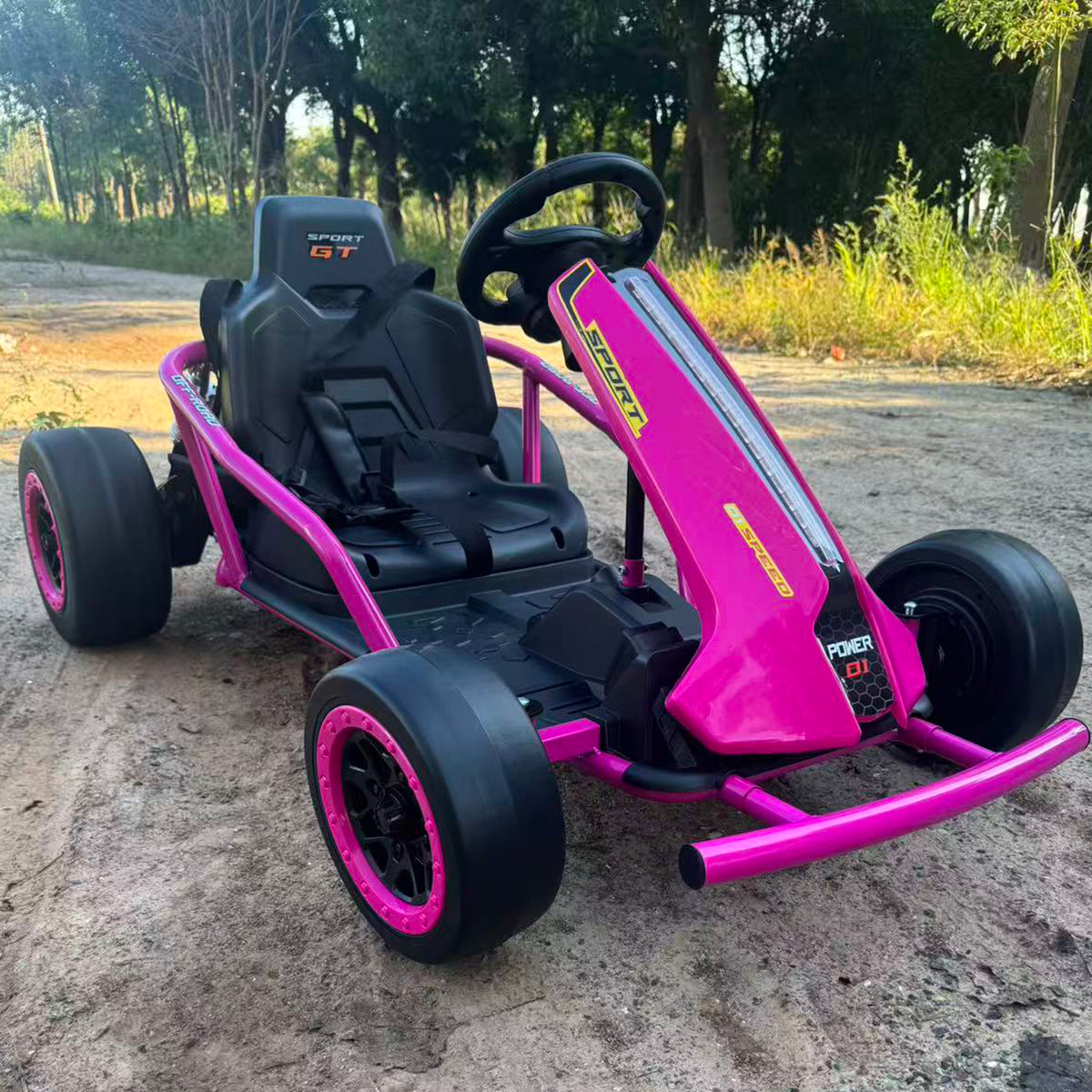 Joyracer 24V Electric Go Kart for Kids Ages 6+, 400W Ride on Toys with Drift Capability, Up to 8 MPH, Rear Suspension, Knee Pad, Bluetooth