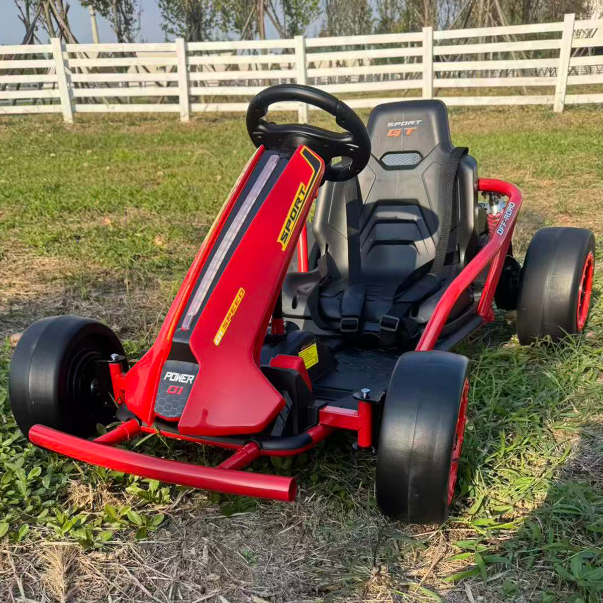 Joyracer 24V Electric Go Kart for Kids Ages 6+, 400W Ride on Toys with Drift Capability, Up to 8 MPH, Rear Suspension, Knee Pad, Bluetooth