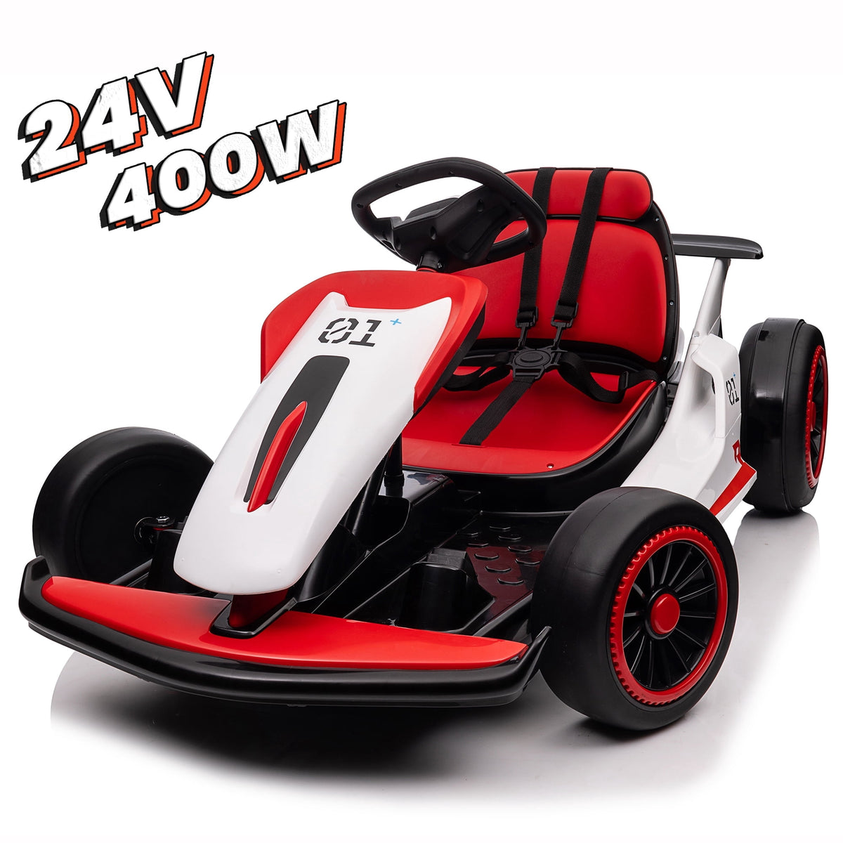 Joyracer 24V Ride on Toys, Kids Electric Go Kart 400W Motor Power Car Wheel for Kids, Spray, 6-9MPH, Gravity Steering, Outdoor Toys, Bluetooth/Music, Age 6+, 88