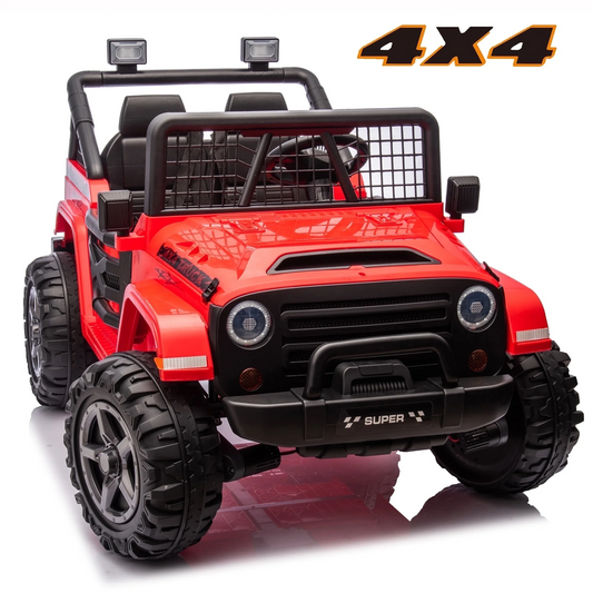 Joyracer 4x4 24V Kids Ride on Car Truck w/ 2 Seater Remote Control, 4*200W Motor 9AH Battery Power Car Wheels Toys, 3 Speeds, Spring Suspension, Bluetooth Music for Girls Boys0723