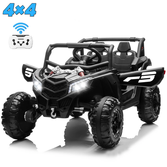 Joyracer 24 Volt Ride on Toys 2 Seater, 4WD Electric Car for Kids, Cool Gift UTV with Remote Control, Bluetooth Music,  Spring Suspension, LED Light, Pink