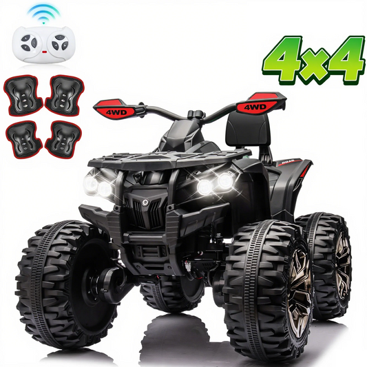 24 Volt ATV for Kids, Joyracer 4 Wheeler for Kids, 4WD Power Car Wheels with 800W Motor, Bluetooth/MP3, Horn, Music, LED for Big Kids Gift, Pink