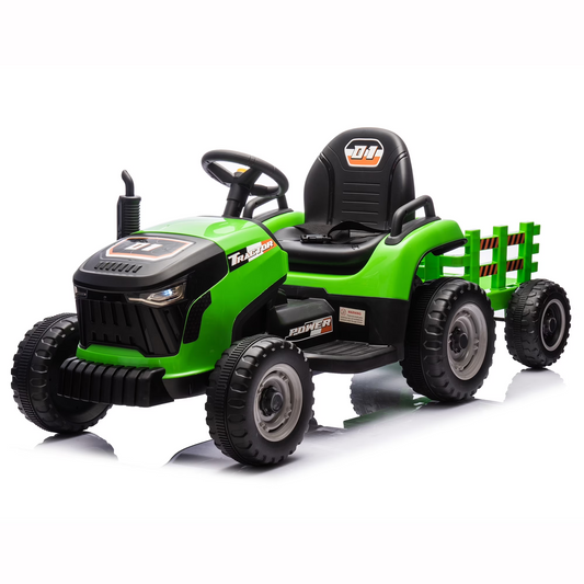 Joyracer 24V Ride on Tractor, 2*200W Motor Kid Electric Power Rides with Remote Control, Power Car Wheels Ride on Toys, LED Lights, Spring Suspension, 3 Speeds, Bluetooth Music-10.15